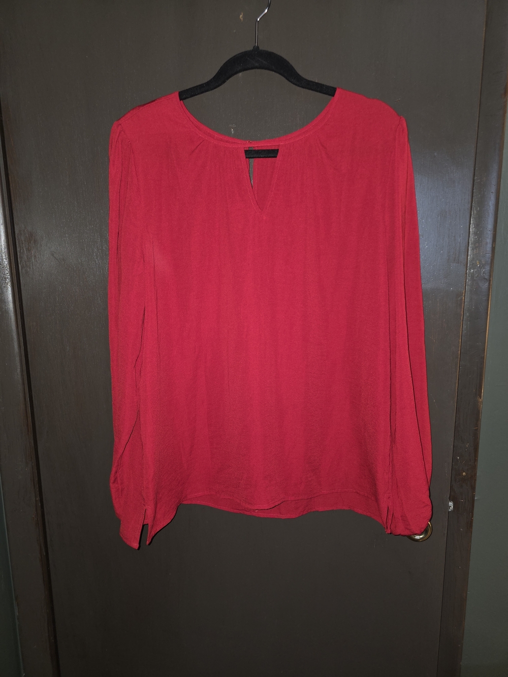 Maurices Bright Red Long-Sleeve Keyhole Blouse